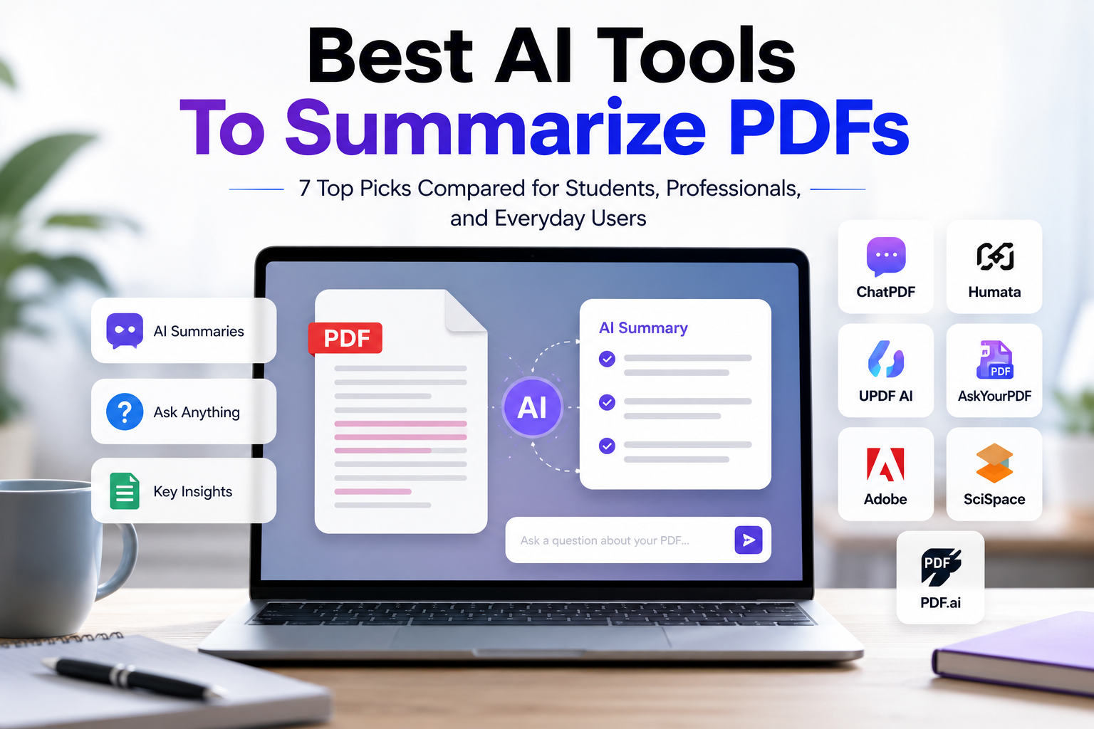 Best AI PDF summarizer with AI document summaries, PDF chat, and tool comparison.