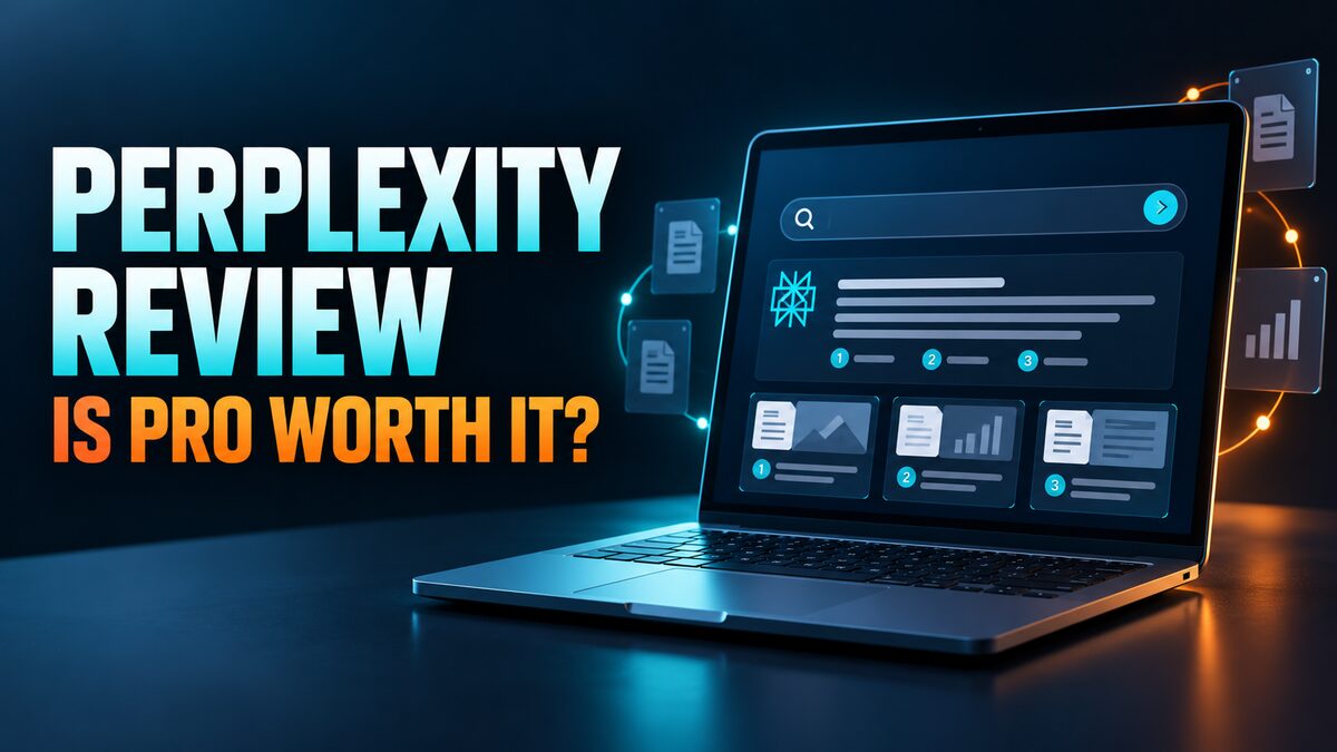 Perplexity Review 2026 showing an AI research interface with citations, sources, and PDF analysis